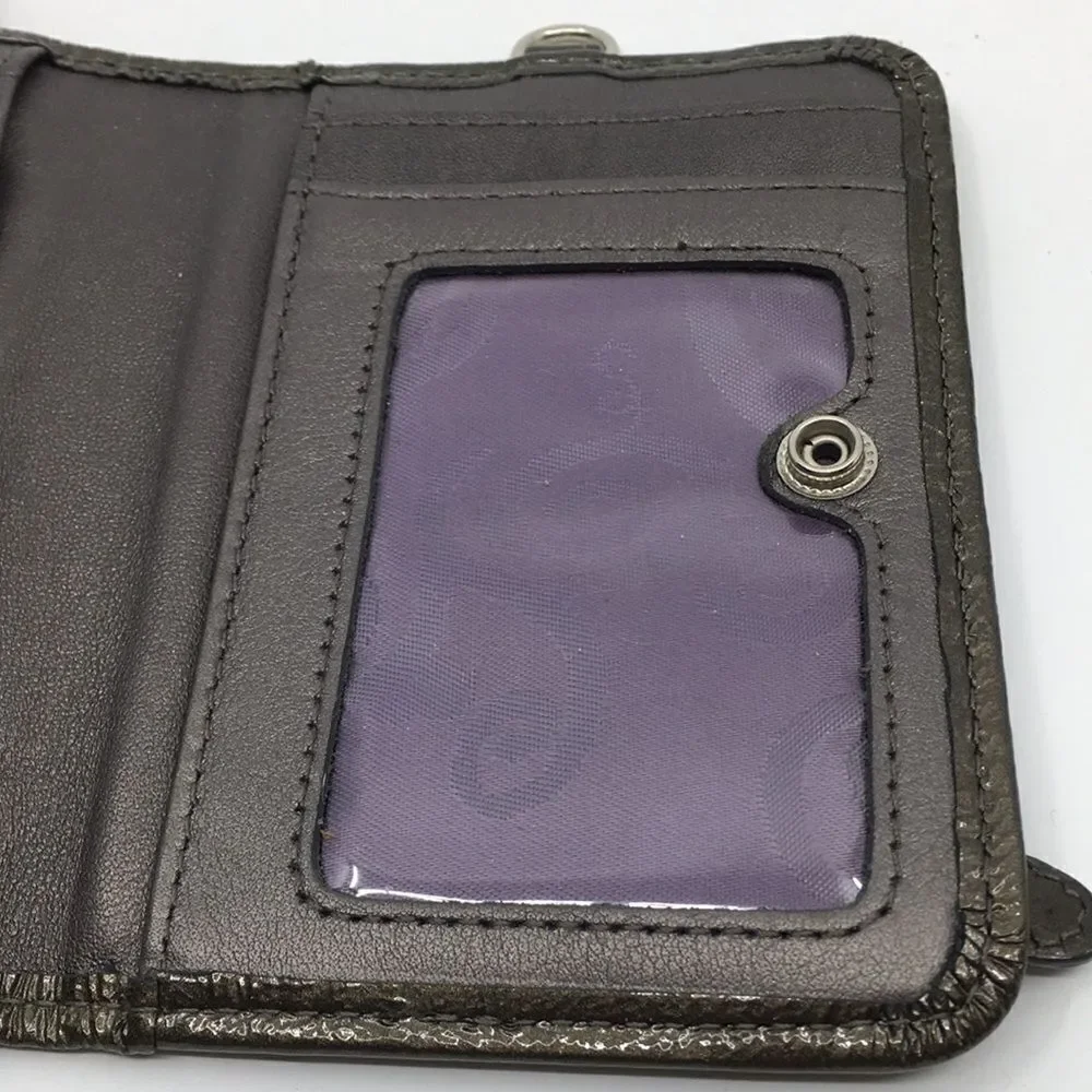 Brighton Metallic Olive Green Patent Leather Phone Wallet Card Case
